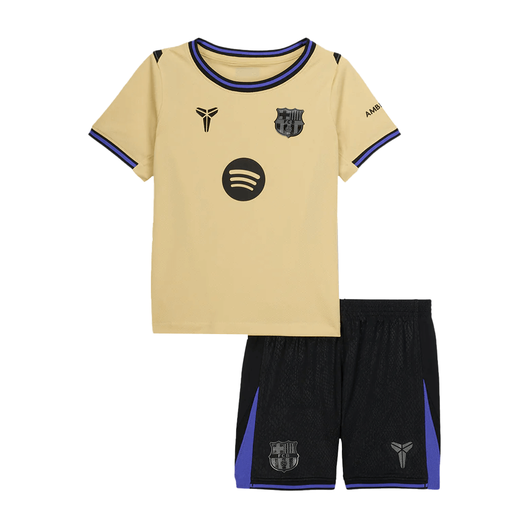 Kid's Barcelona Away Soccer Jersey Kit(Jersey+Shorts) 2025/26 Yellow - Football Shirt | SmartJerseys | Official Quality