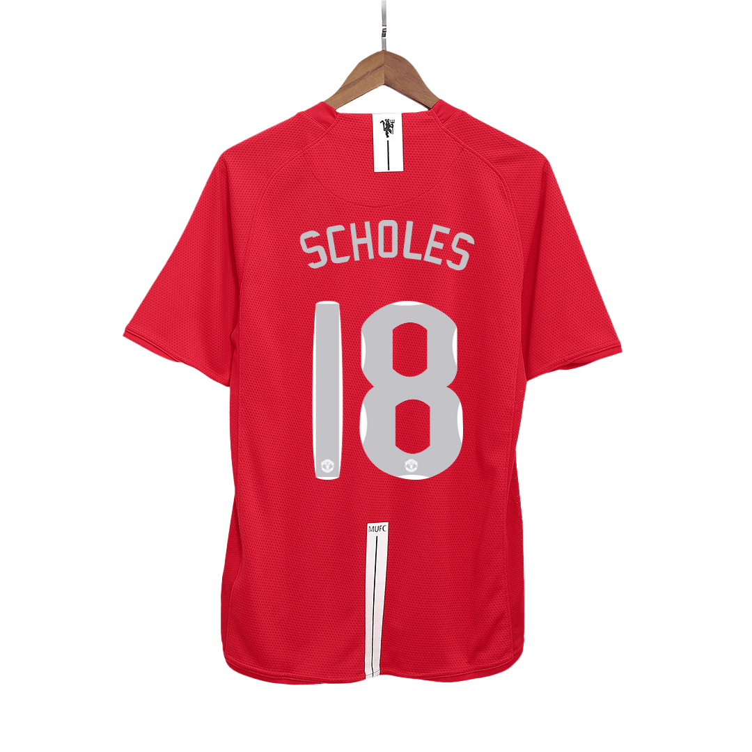 Manchester United SCHOLES #18 Home Soccer Jersey Retro 2007/08 - UCL Final - Football Shirt | SmartJerseys | Official Quality