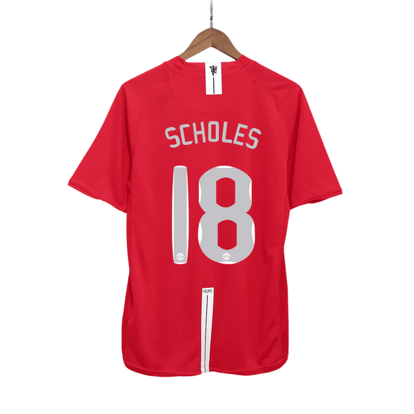 Manchester United SCHOLES #18 Home Soccer Jersey Retro 2007/08 - UCL Final - Football Shirt | SmartJerseys | Official Quality