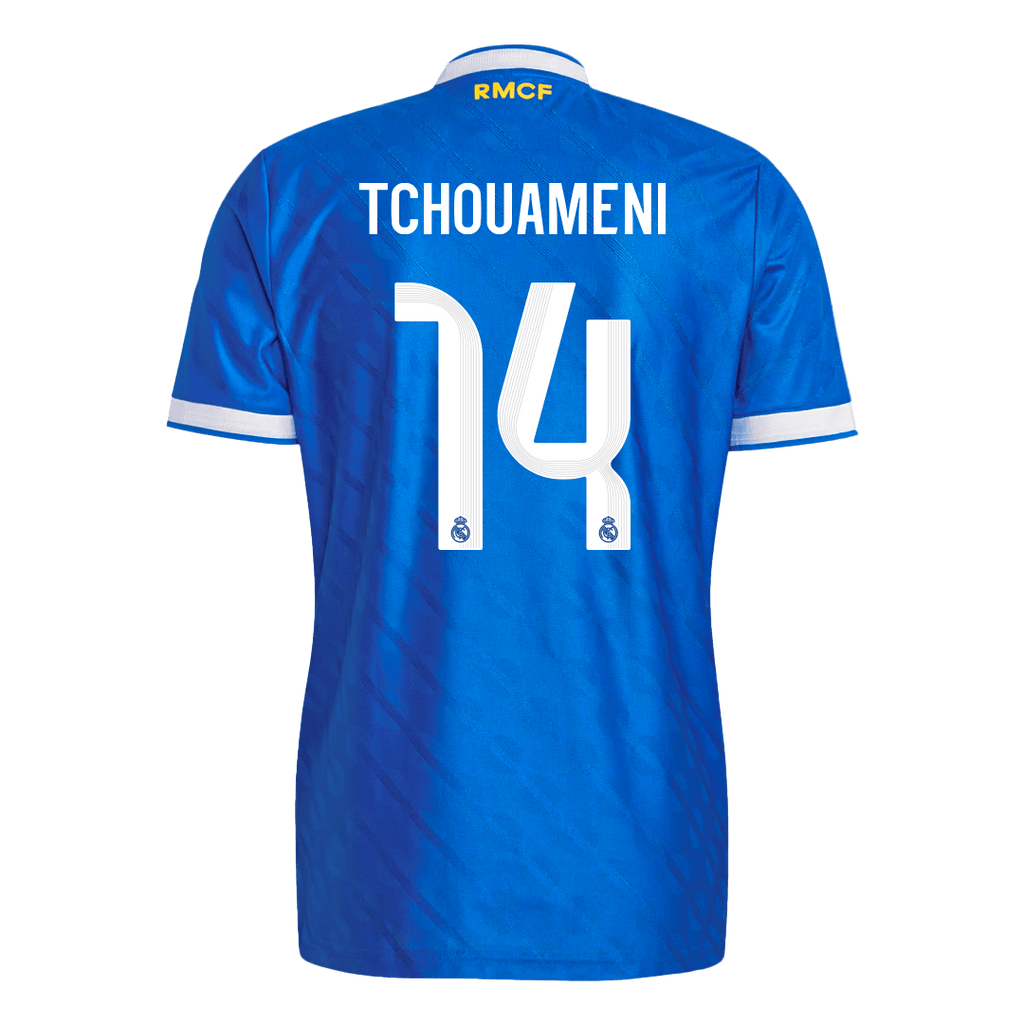 Camiseta de fútbol auténtica de visitante del Real Madrid TCHOUAMENI #14 2025/26, azul