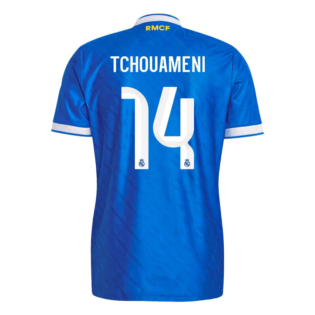Camiseta de fútbol auténtica de visitante del Real Madrid TCHOUAMENI #14 2025/26, azul