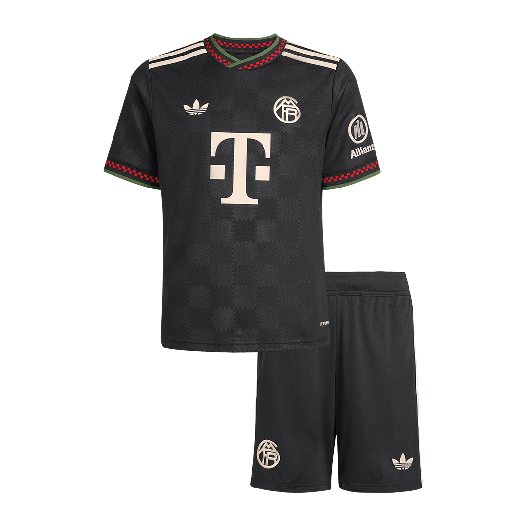 Kid's Bayern Munich Third Away Soccer Jersey Kit(Jersey+Shorts) 25/26 Black - Football Shirt | SmartJerseys | Official Quality
