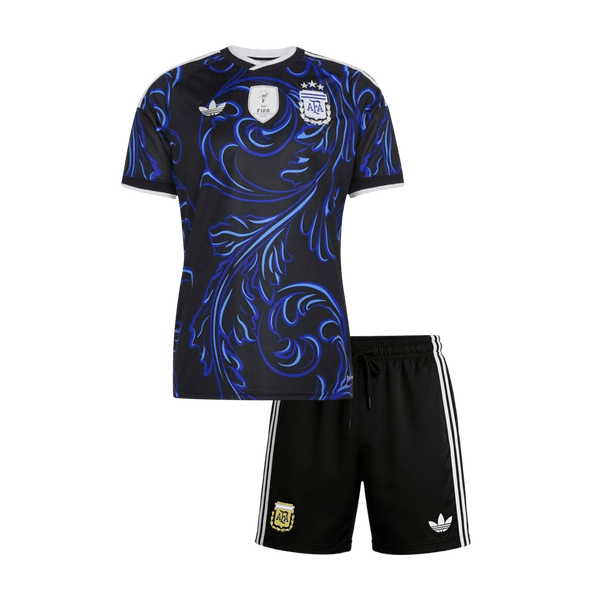 Kid's Argentina Away Soccer Jersey Kit(Jersey+Shorts) World Cup 2026 Black