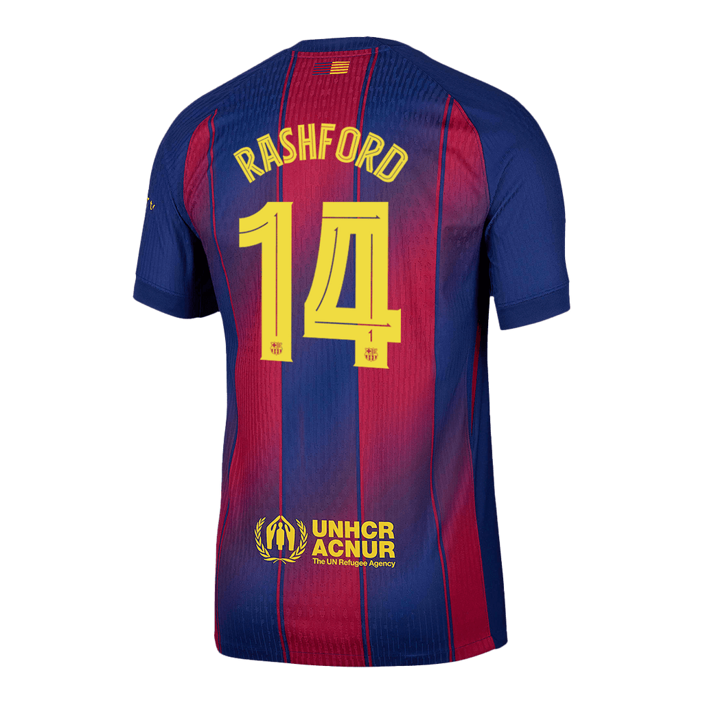 Camiseta de fútbol local auténtica del Barcelona Rashford n.° 14 2025/26 - Edición UCL