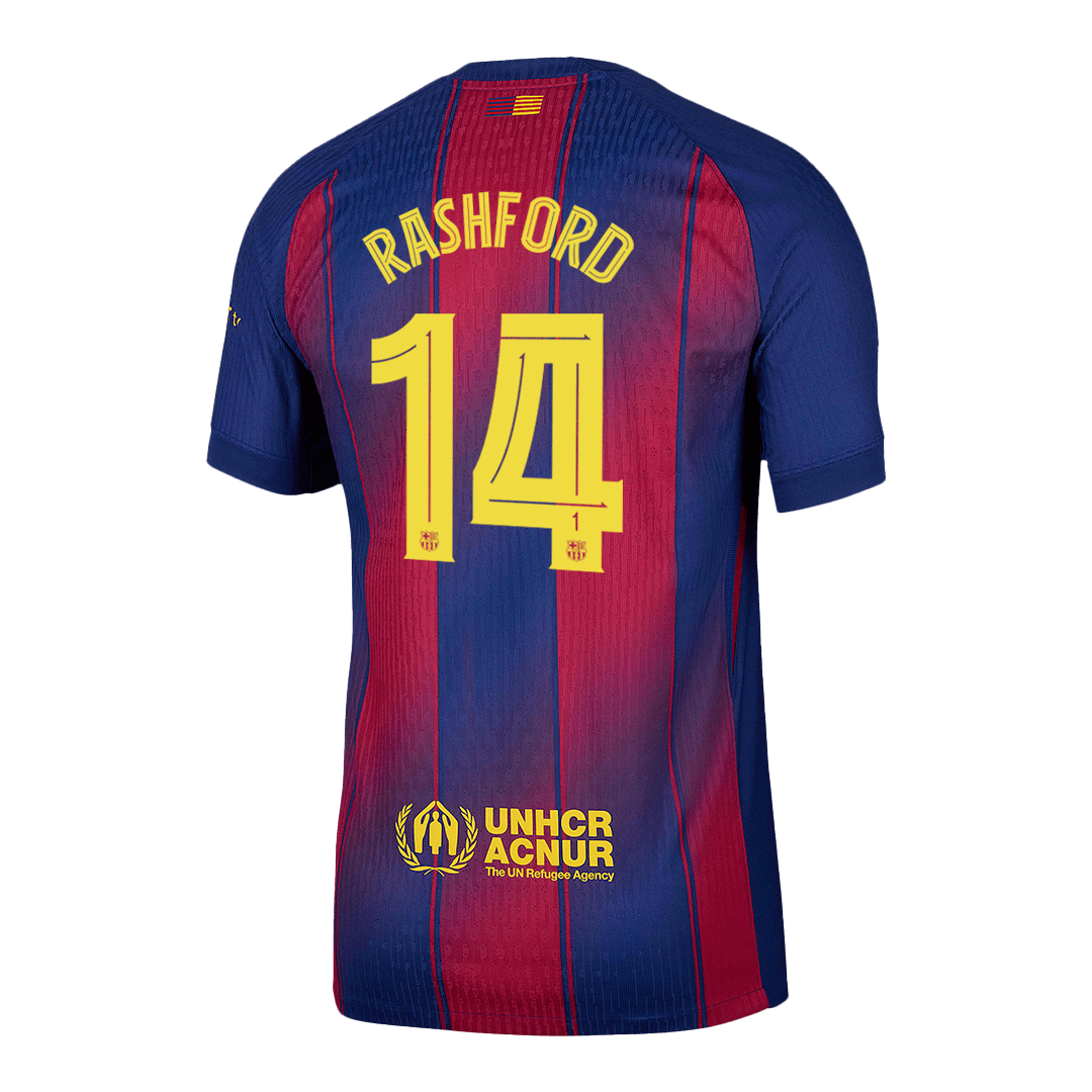 Camiseta de fútbol local auténtica del Barcelona Rashford n.° 14 2025/26 - Edición UCL