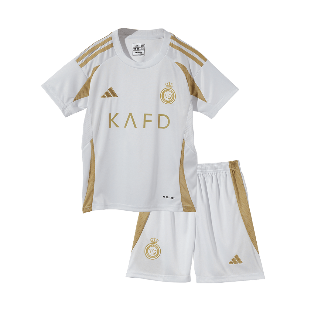 Camiseta de fútbol visitante número 7 de Al Nassr Ronaldo 2024/25 para niños (camiseta y pantalón corto) - ACL