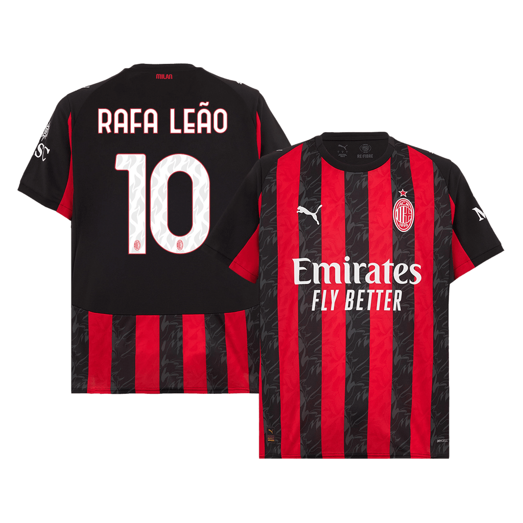 RAFA LEÃO #10 AC Milan Home Soccer Jersey 2025/26 Red&Black - Football Shirt | SmartJerseys | Official Quality