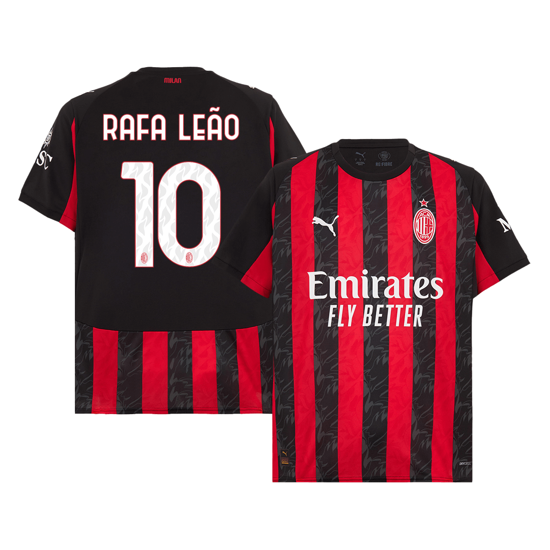 RAFA LEÃO #10 AC Milan Home Soccer Jersey 2025/26 Red&Black - Football Shirt | SmartJerseys | Official Quality
