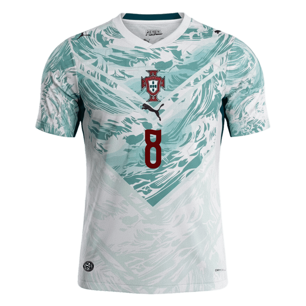 B.FERNANDES #8 Portugal Away Soccer Jersey World Cup 2026 White&Green
