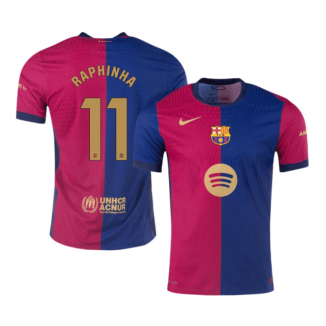 Barcelona RAPHINHA #11 Home Soccer Jersey Authentic 2024/25 -（Spotify Logo Without Text） - Football Shirt | SmartJerseys | Official Quality