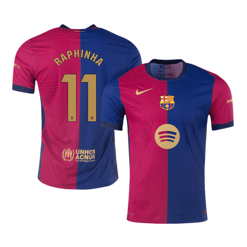 Barcelona RAPHINHA #11 Home Soccer Jersey Authentic 2024/25 -（Spotify Logo Without Text） - Football Shirt | SmartJerseys | Official Quality