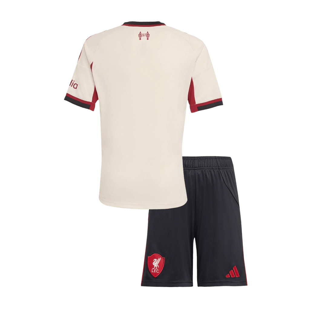 Kid's Liverpool Away Soccer Jersey Kit(Jersey+Shorts) 25/26 White