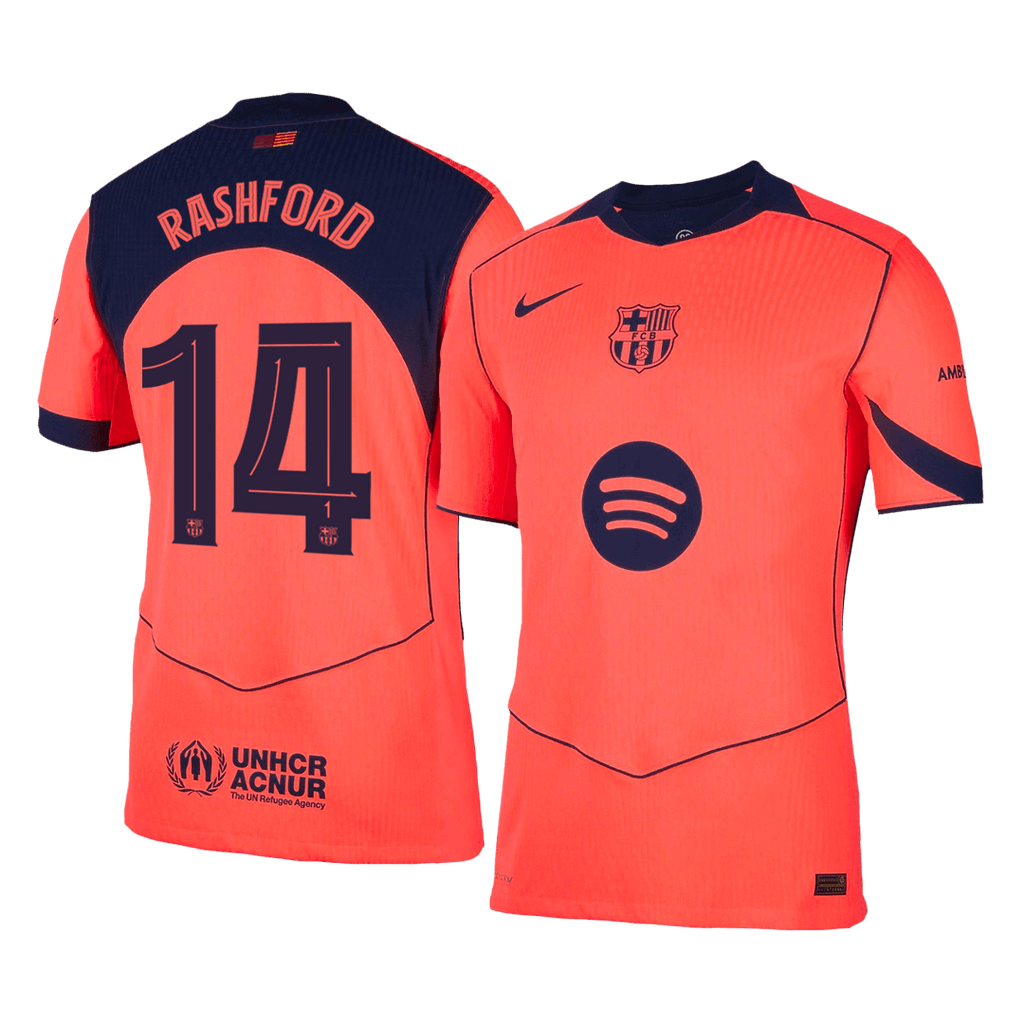 RASHFORD #14 Authentic Barcelona Third Away Soccer Jersey 25/26 Orange- UCL - Football Shirt | SmartJerseys | Official Quality