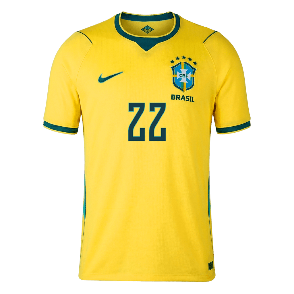 JOÃO PEDRO #22 Brazil Home Soccer Jersey World Cup 2026 Yellow