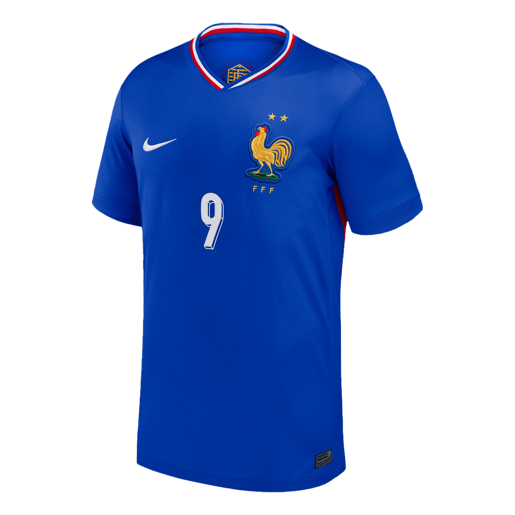 THURAM #9 Maillot domicile de l'Euro 2024 de l'équipe de France Bleu 