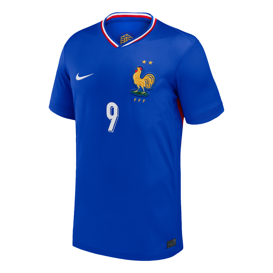 THURAM #9 Maillot domicile de l'Euro 2024 de l'équipe de France Bleu 