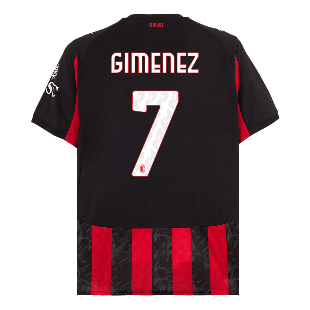 GIMENEZ #7 AC Milan Home Soccer Jersey 2025/26 Red&Black
