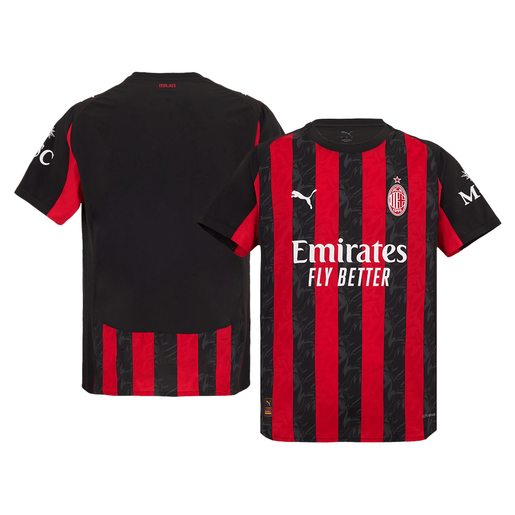 Camiseta auténtica de local del AC Milan 2025/26, roja y negra