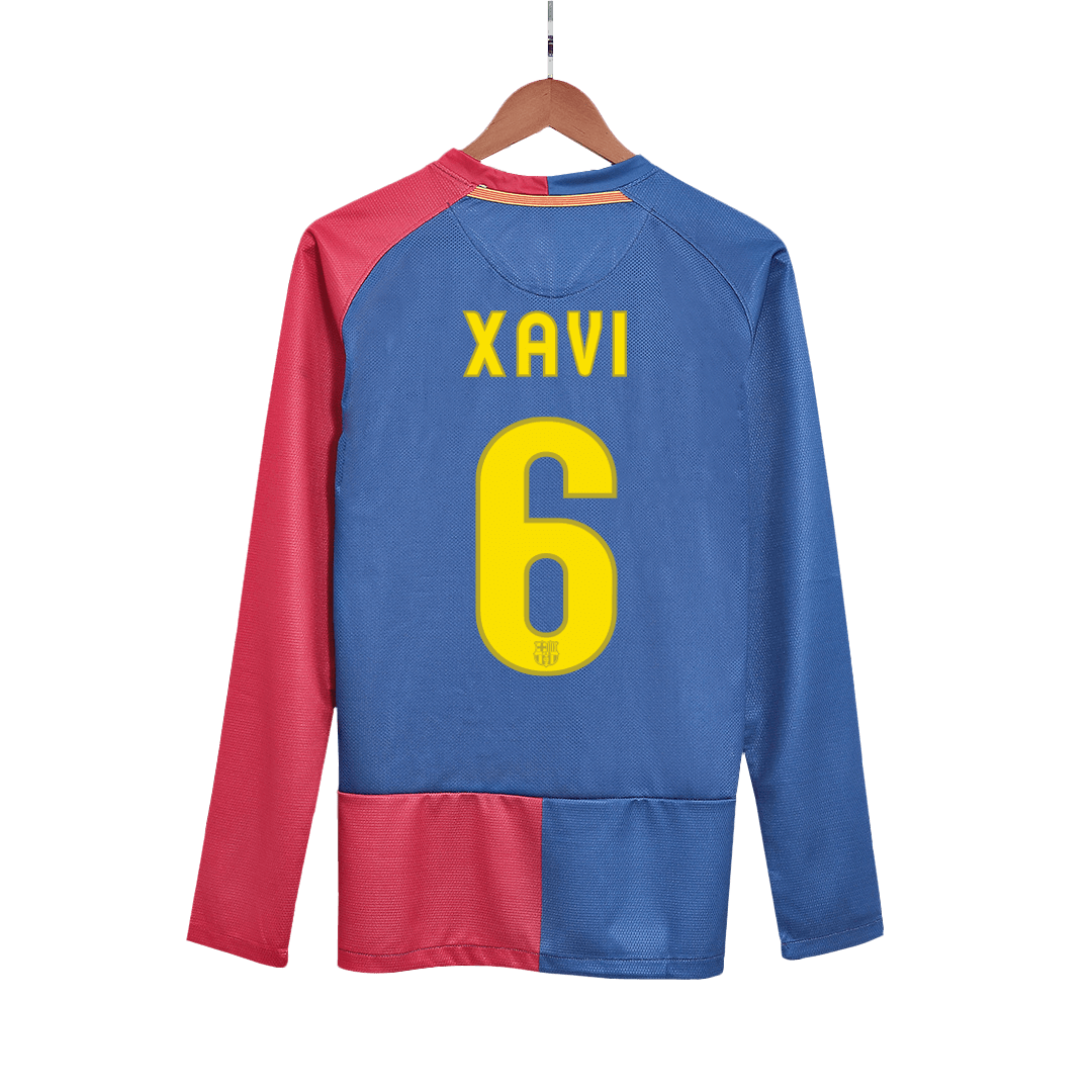 Barcelona XAVI #6 Home Soccer Jersey Retro 2008/09 - Long Sleeve (UCL Final) - Football Shirt | SmartJerseys | Official Quality