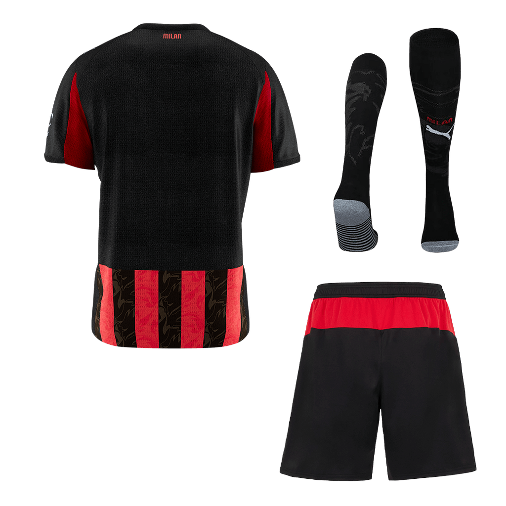 Tenue domicile de l'AC Milan (maillot + short + chaussettes) 2025/26 Rouge et Noir