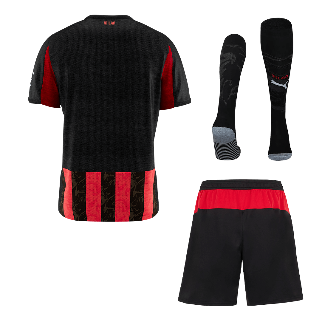 Tenue domicile de l'AC Milan (maillot + short + chaussettes) 2025/26 Rouge et Noir