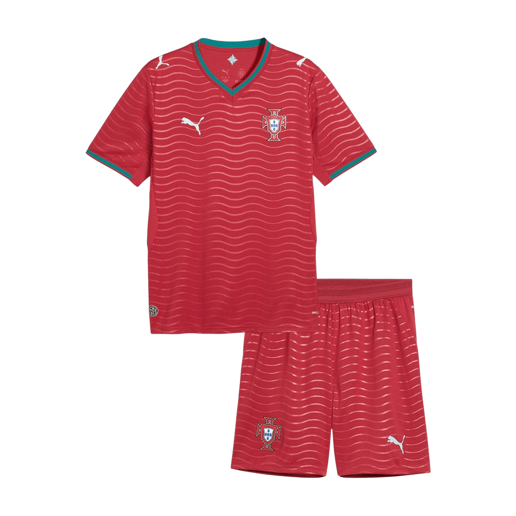 Kid's Portugal Home Soccer Jersey Kit(Jersey+Shorts) World Cup 2026 Red - Football Shirt | SmartJerseys | Official Quality