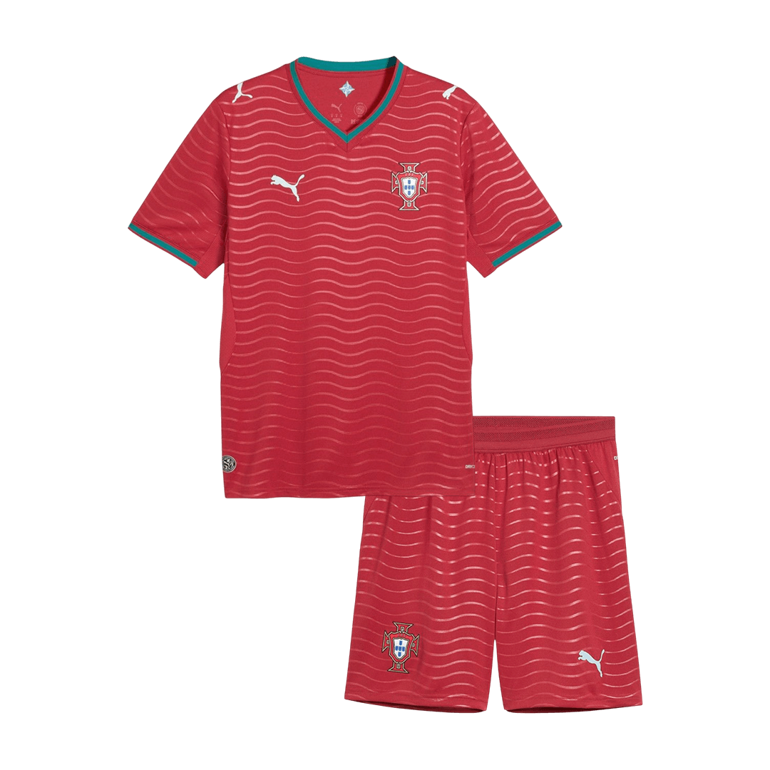 Kid's Portugal Home Soccer Jersey Kit(Jersey+Shorts) World Cup 2026 Red - Football Shirt | SmartJerseys | Official Quality