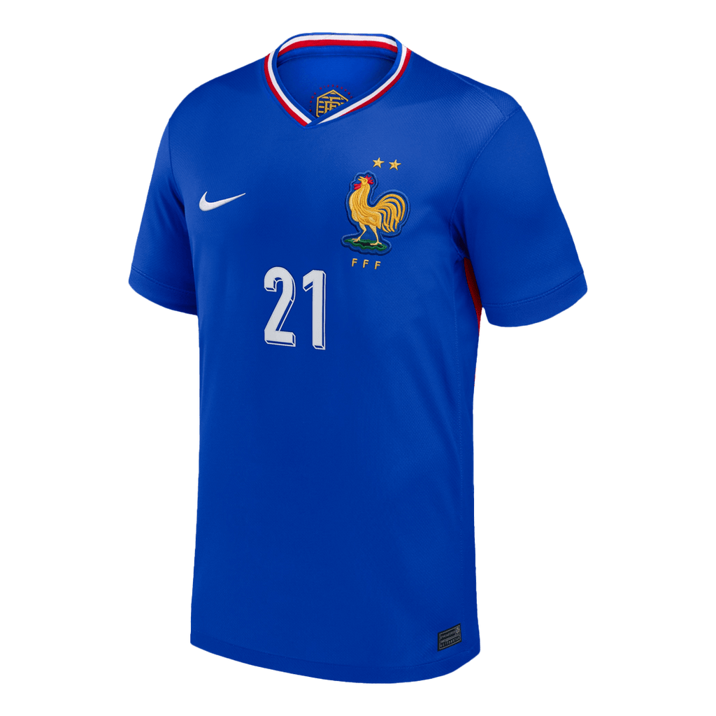 L. Hernandez n° 21 Maillot domicile de l'équipe de France pour l'Euro 2024 Bleu 