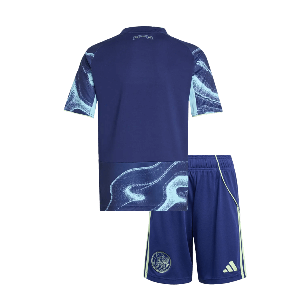 2025/26 Navy Kid's Ajax Away Soccer Jersey Kit(Jersey+Shorts)