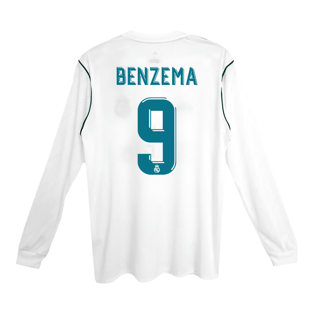 Real Madrid BENZEMA #9 Home Soccer Jersey Retro 2017/18 - Long Sleeve - Football Shirt | SmartJerseys | Official Quality