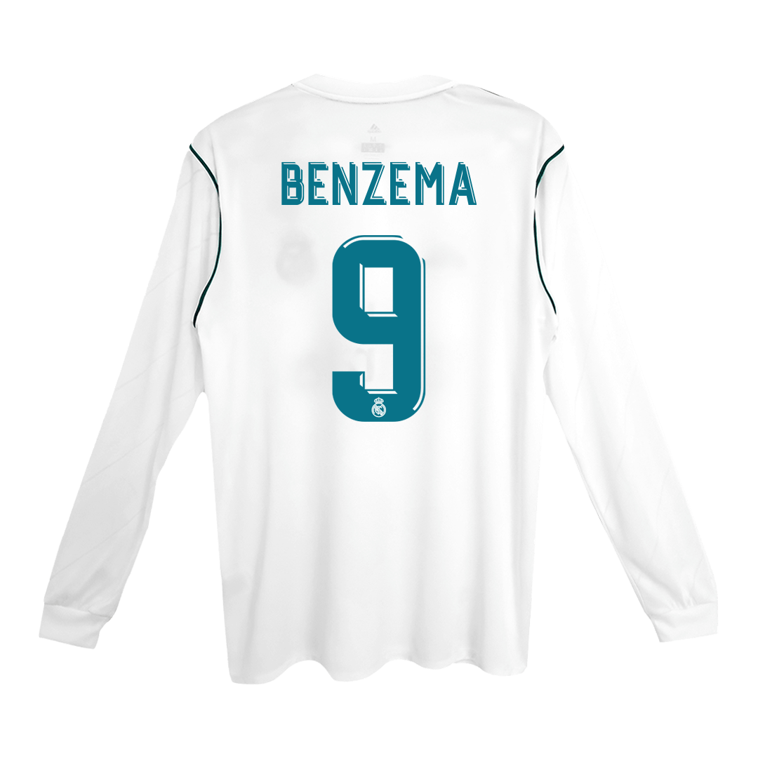 Real Madrid BENZEMA #9 Home Soccer Jersey Retro 2017/18 - Long Sleeve - Football Shirt | SmartJerseys | Official Quality