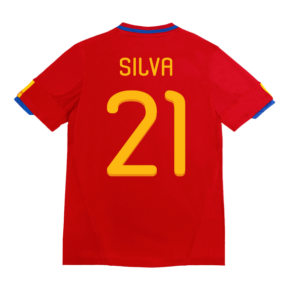 Spain SILVA #21 Home Soccer Jersey Retro 2010 - Football Shirt | SmartJerseys | Official Quality