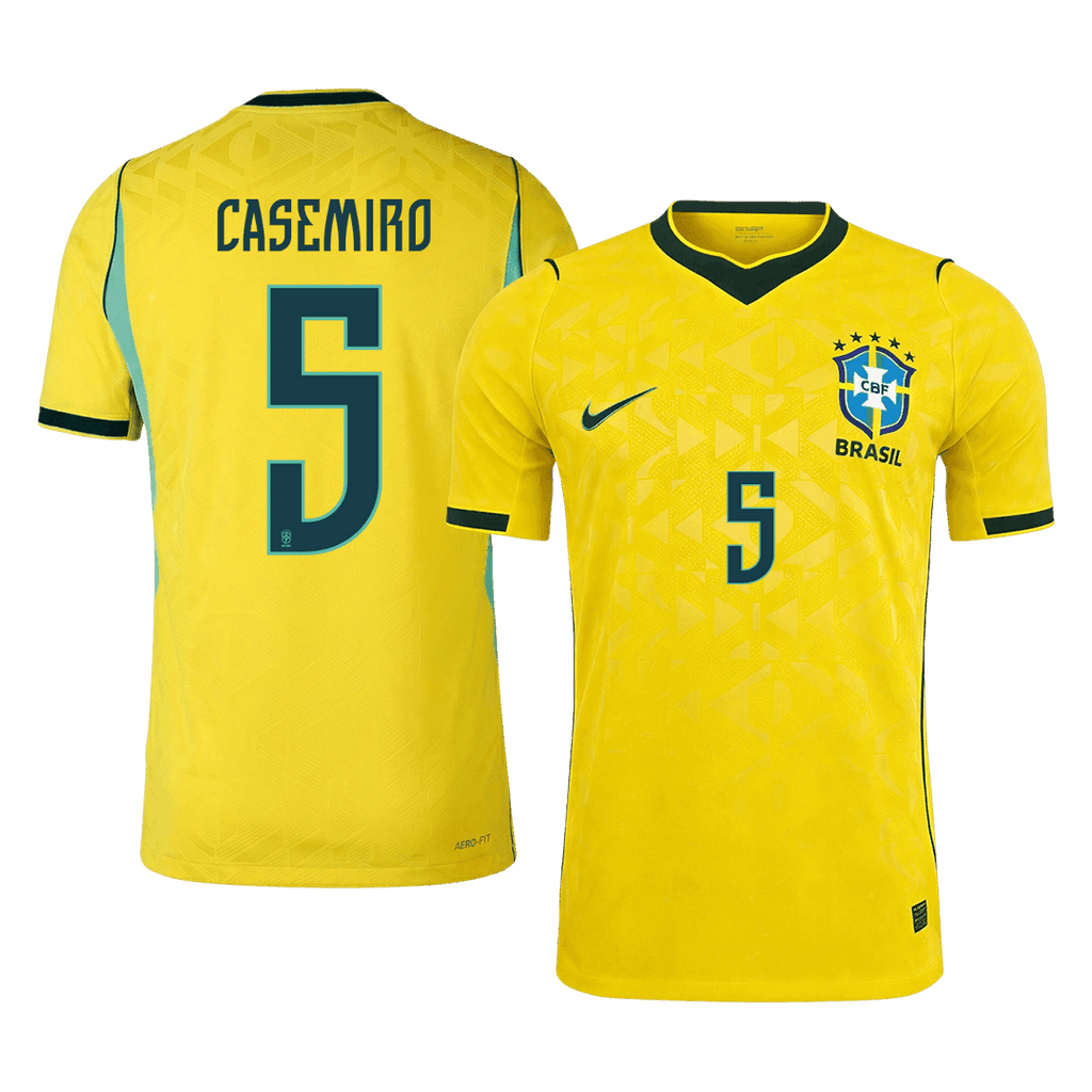CASEMIRO #5 Player Version Brazil Home Soccer Jersey World Cup 2026 Yellow