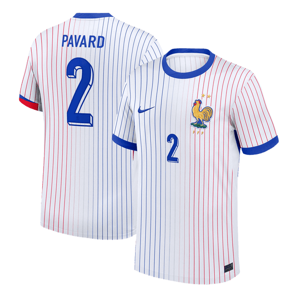 PAVARD #2 France Euro Away Soccer Jersey 2024 White - Football Shirt | SmartJerseys | Official Quality