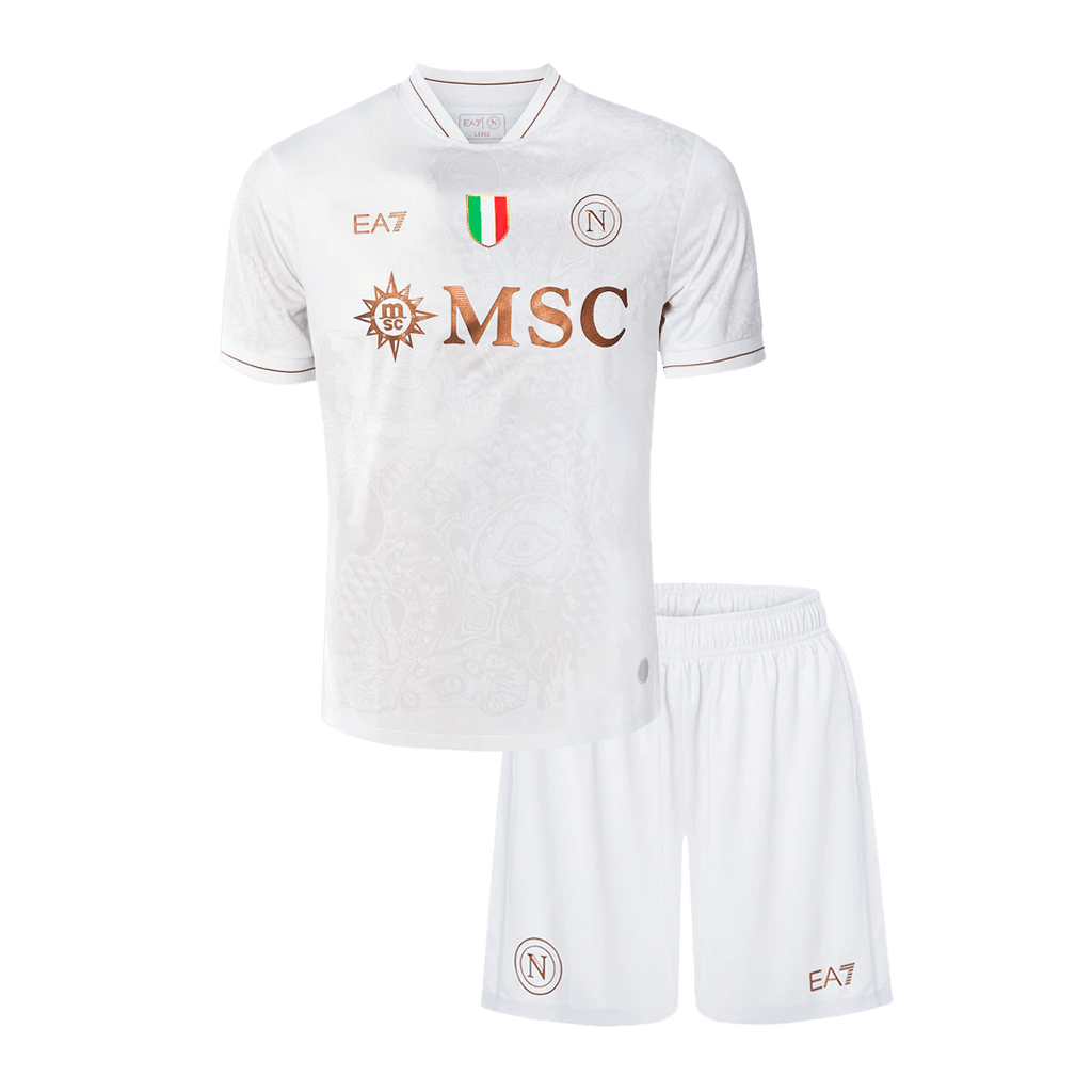 Kid's 25/26 Napoli Away Kit(Jersey+Shorts) White - Football Shirt | SmartJerseys | Official Quality