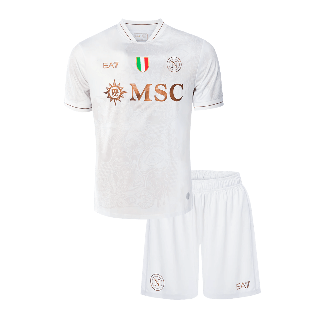 Kid's 25/26 Napoli Away Kit(Jersey+Shorts) White - Football Shirt | SmartJerseys | Official Quality