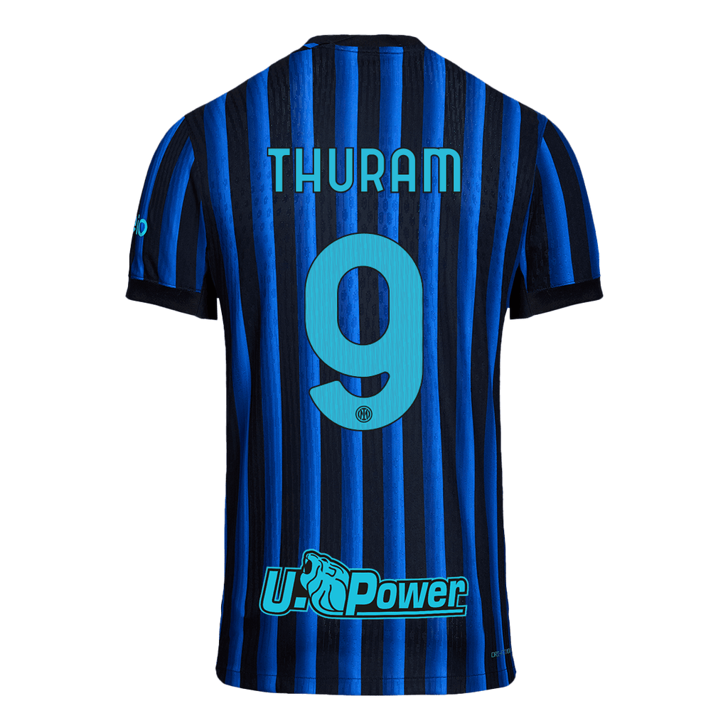 Camiseta de fútbol local auténtica del Inter de Milán Thuram #9 2025/26 azul y negro