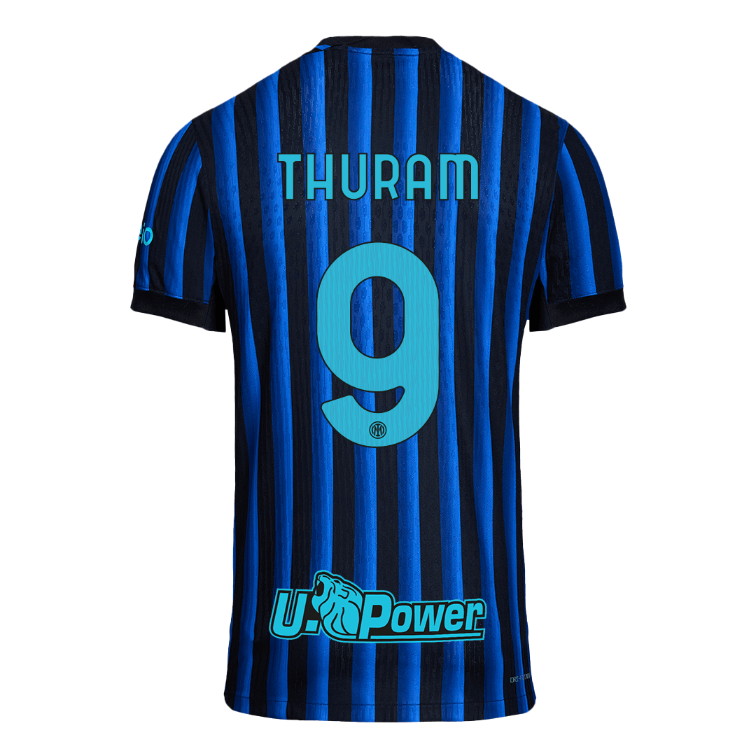 Camiseta de fútbol local auténtica del Inter de Milán Thuram #9 2025/26 azul y negro