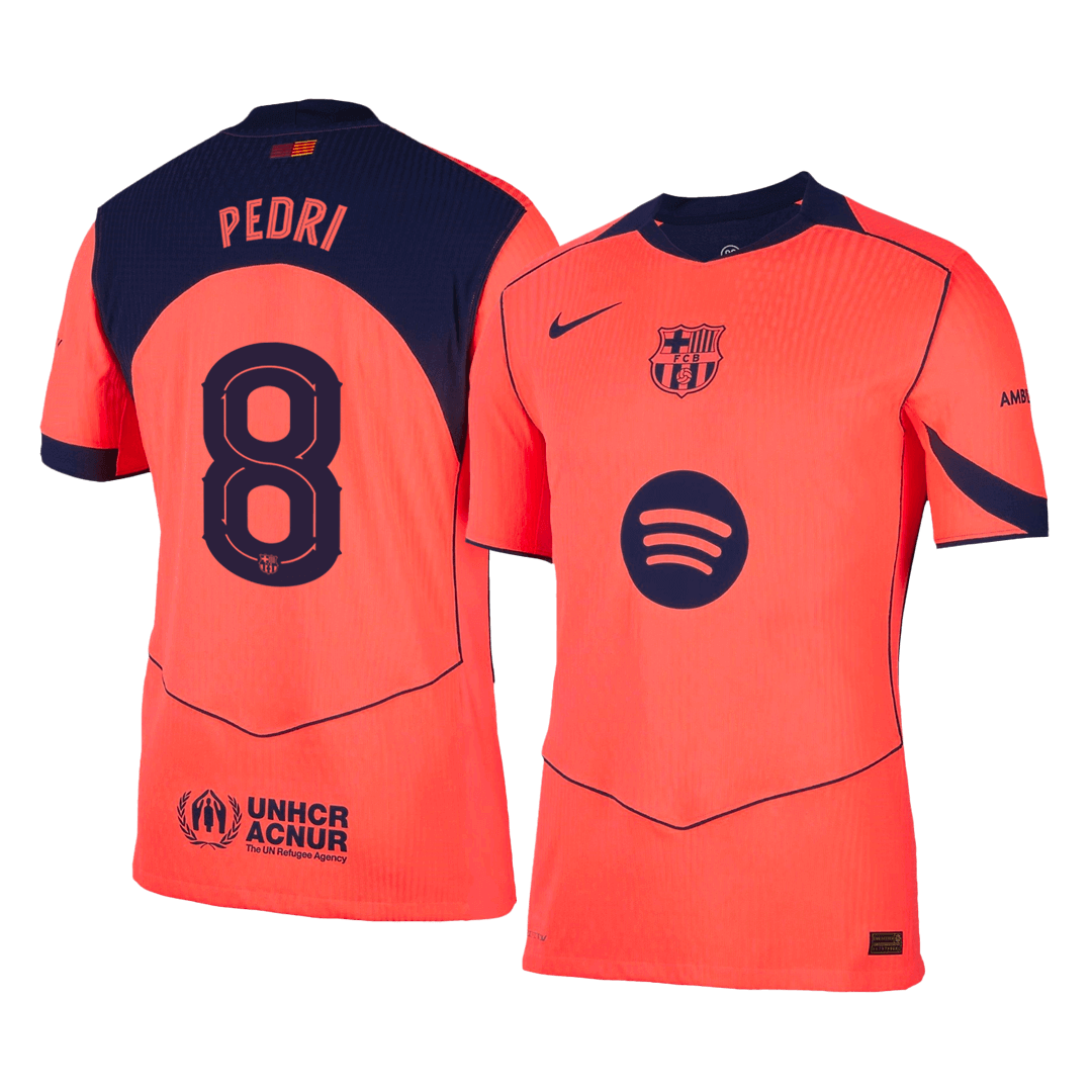 PEDRI #8 Authentic Barcelona Third Away Soccer Jersey 25/26 Orange- UCL - Football Shirt | SmartJerseys | Official Quality