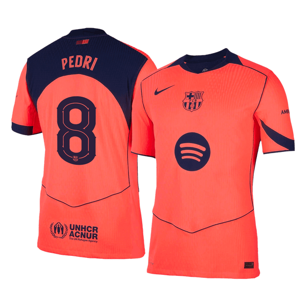 PEDRI #8 Authentic Barcelona Third Away Soccer Jersey 25/26 Orange- UCL - Football Shirt | SmartJerseys | Official Quality