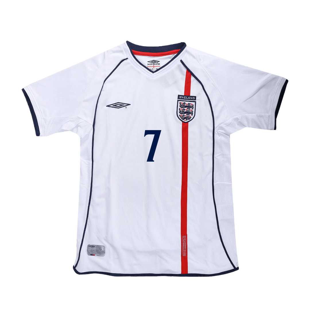 England BECKHAM #7 Home Soccer Jersey Retro 2002