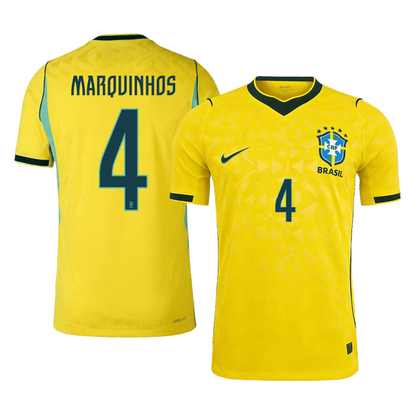 MARQUINHOS #4 Player Version Brazil Home Soccer Jersey World Cup 2026 Yellow - yellow front view - SmartJerseys
