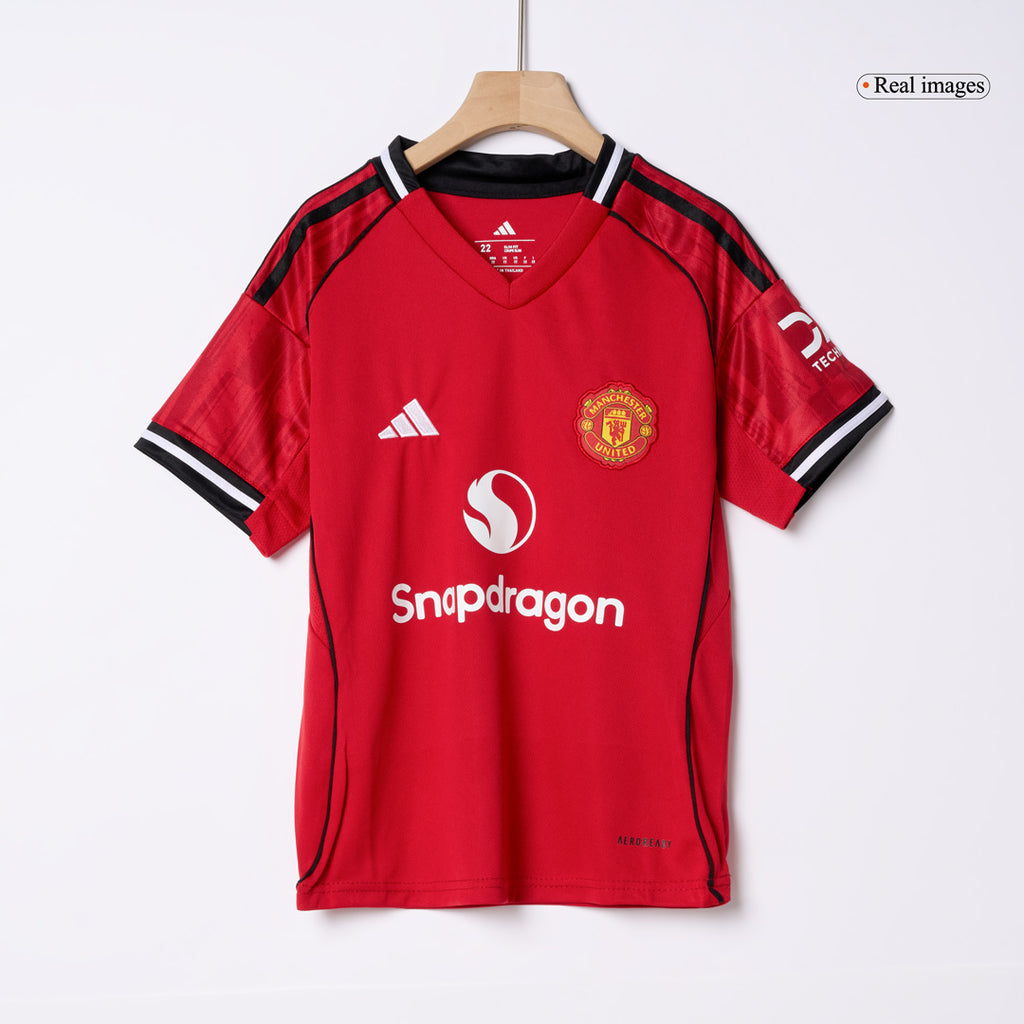 Kid's Manchester United Home Soccer Jersey Kit(Jersey+Shorts+Socks) 2025/26 Red