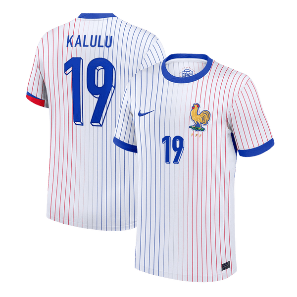 KALULU #19 France Euro Away Soccer Jersey 2024 White - Football Shirt | SmartJerseys | Official Quality