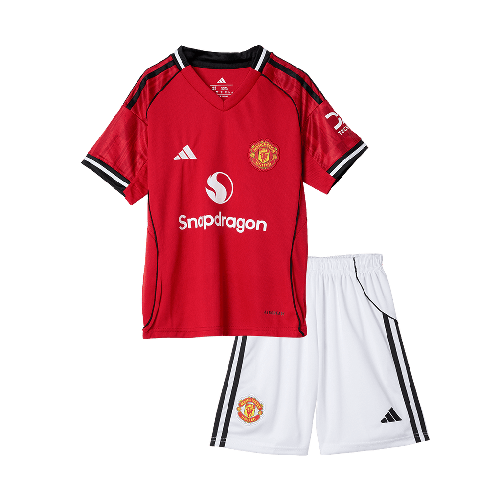 Manchester United Home Soccer Jersey Kit 2025/26 Kids(Jersey+Shorts)