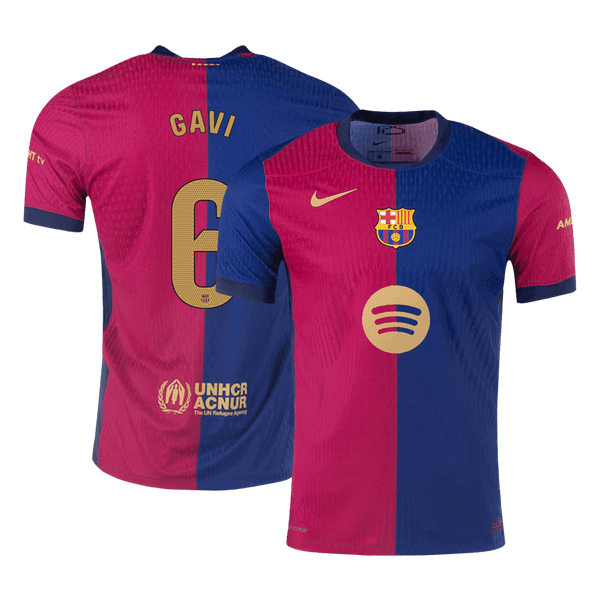 Barcelona GAVI #6 Home Soccer Jersey Authentic 2024/25- Spotify Logo Without Text - Football Shirt | SmartJerseys | Official Quality