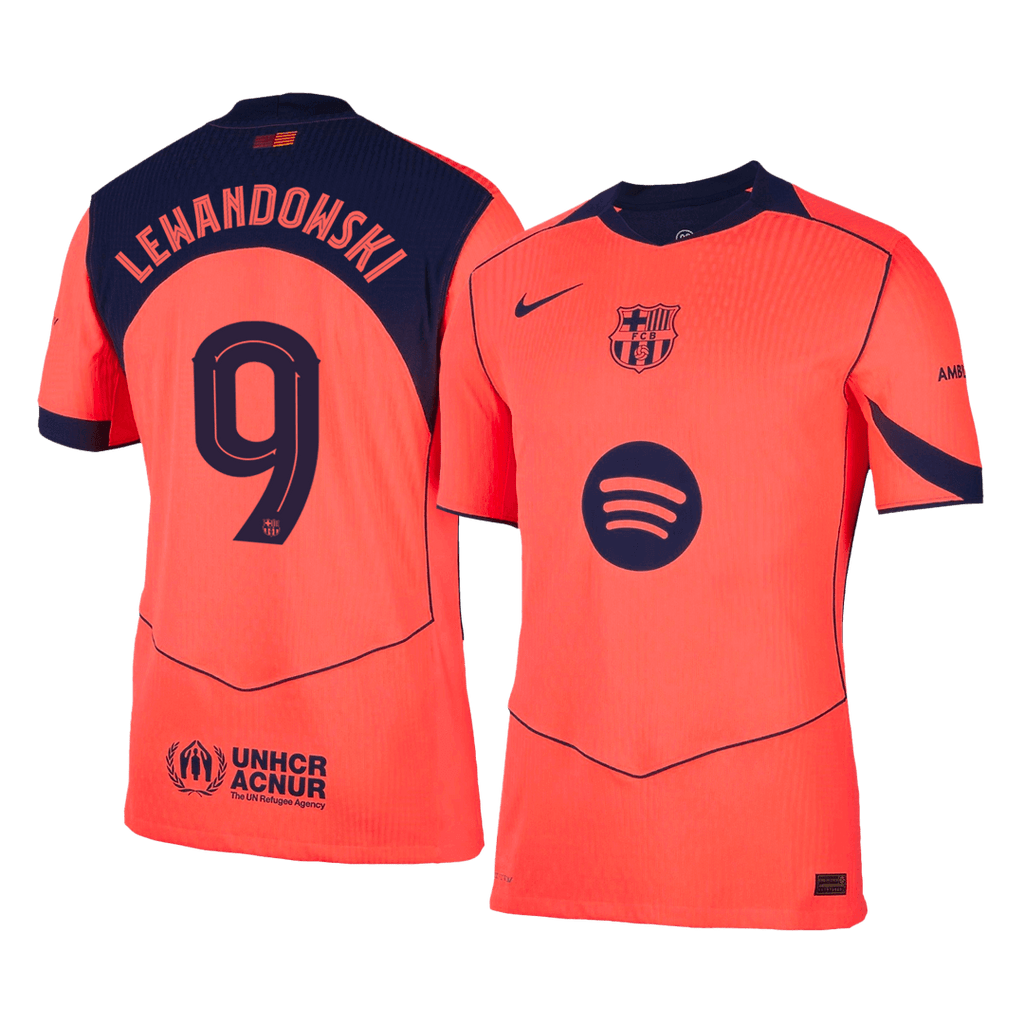 LEWANDOWSKI #9 Authentic Barcelona Third Away Soccer Jersey 25/26 Orange- UCL - Football Shirt | SmartJerseys | Official Quality