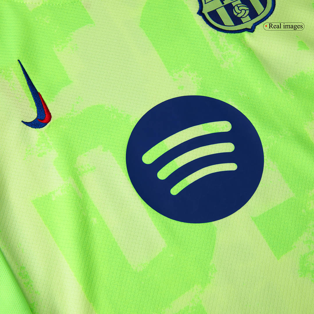Camiseta de fútbol visitante del Barcelona 2024/25 para niños (camiseta y pantalón corto) - UCL (logotipo de Spotify sin texto)