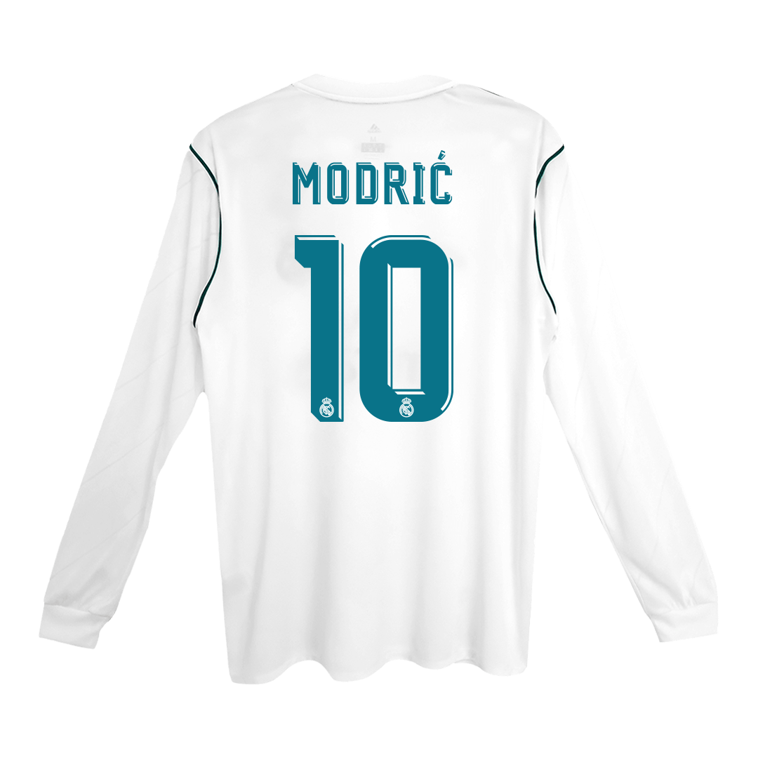 Real Madrid MODRIĆ #10 Home Soccer Jersey Retro 2017/18 - Long Sleeve - Football Shirt | SmartJerseys | Official Quality