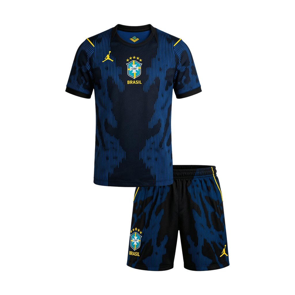 Kid's Brazil Away Soccer Jersey Kit(Jersey+Shorts) World Cup 2026 Navy